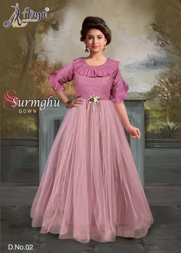 Riyon And Soft Net Sequence And Thread Work Gown