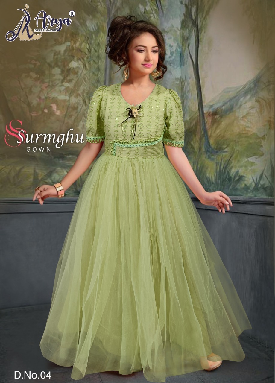 Riyon And Soft Net Sequence And Thread Work Gown