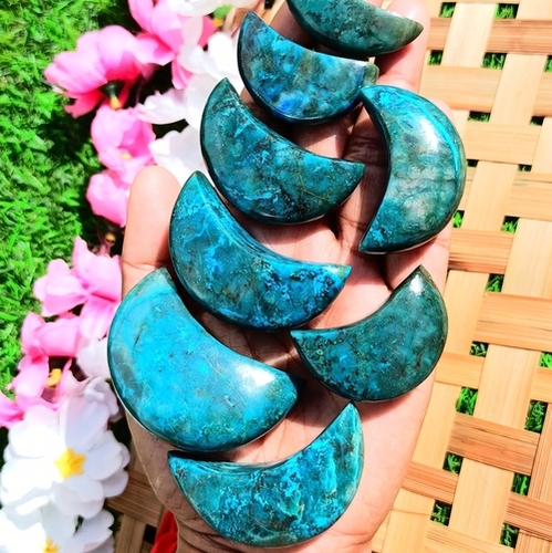 Blue Chrysocolla Crescent Moons For Home Decoration