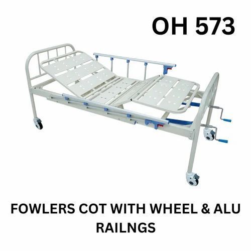 OH 573 Fowlers Cot with Wheels and Aluminium Railings