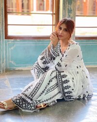 White Embriodry Work Kurti With Embriodry Sharara Set With Dupatta