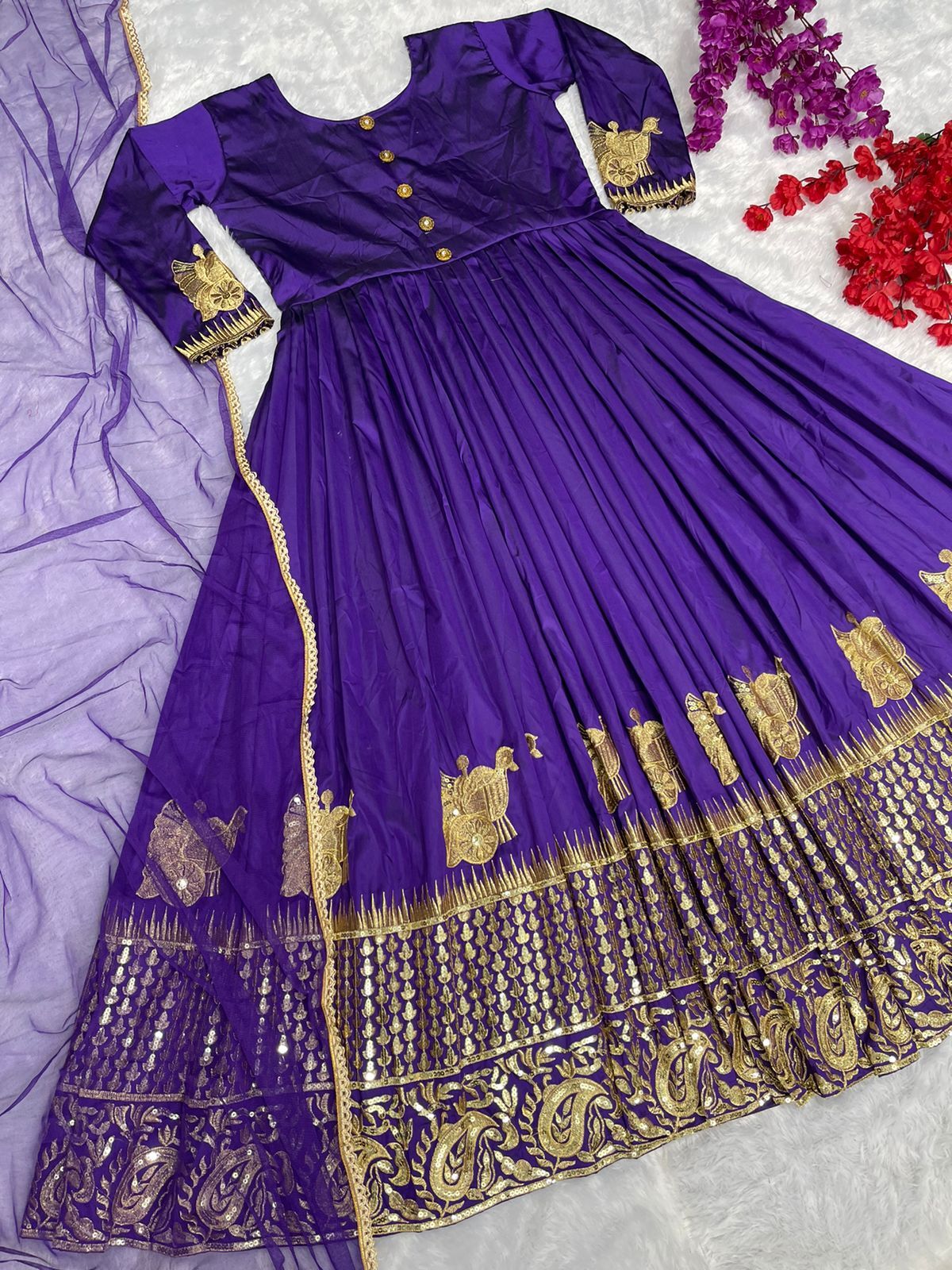 HEAVY EMBROIDERED SEQUNCE WORK FANCY GOWN