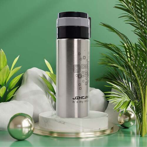 Silver 450Ml Stainless Steel Water Bottle With Ring Cap For Men Women Kids Thermos Flask Reusable Leak-Proof Thermos Steel For Home Office Gym Fridge Travelling (6450)