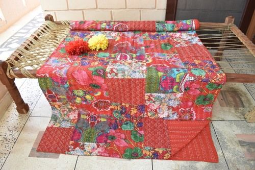 100% Cotton Theme Patch Kantha Quilt