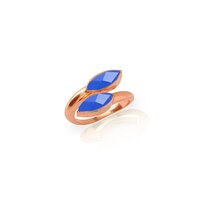 Blue Chalcedony Gemstone Marquise Shape Gold Vermeil Bezel Set Ring