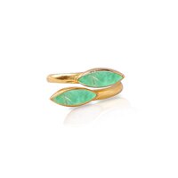 Chrysoprase Gemstone Marquise Shape Gold Vermeil Bezel Set Ring