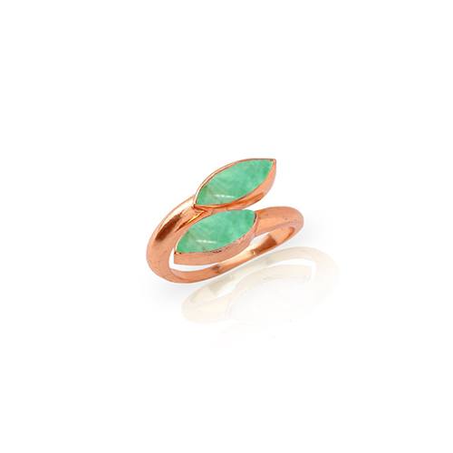 Chrysoprase Gemstone Marquise Shape Gold Vermeil Bezel Set Ring