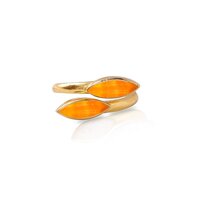 Citrine Quartz Gemstone Marquise Shape Gold Vermeil Bezel Set Ring