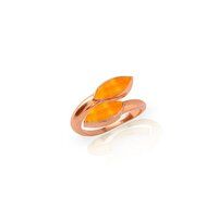 Citrine Quartz Gemstone Marquise Shape Gold Vermeil Bezel Set Ring