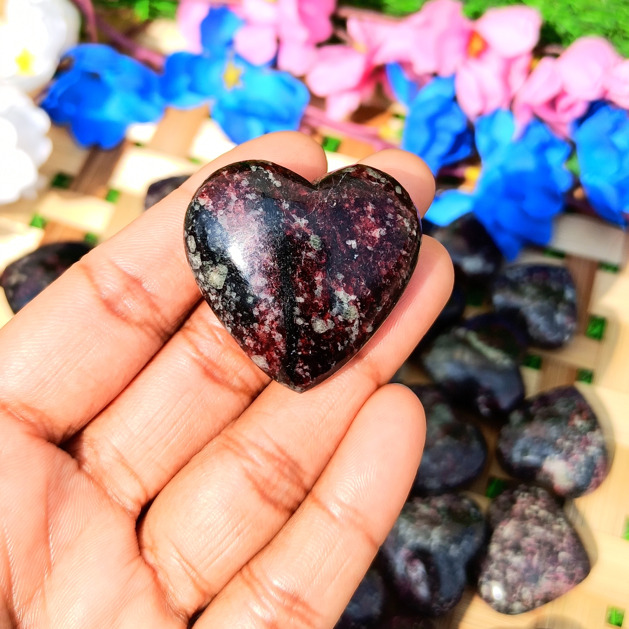 Eudialyte Standy Hearts For Home Decoration
