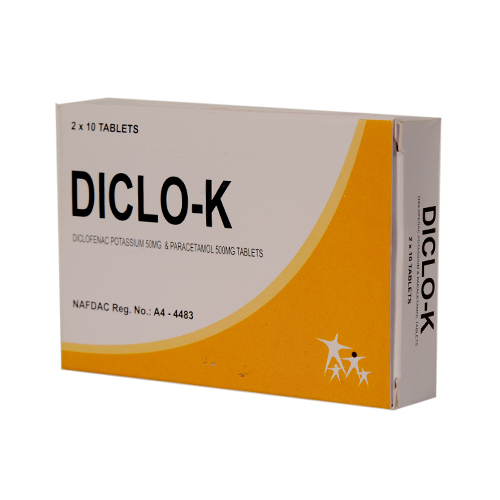 Diclofenac Potassium 50mg And Paracetamol 500mg Tablets