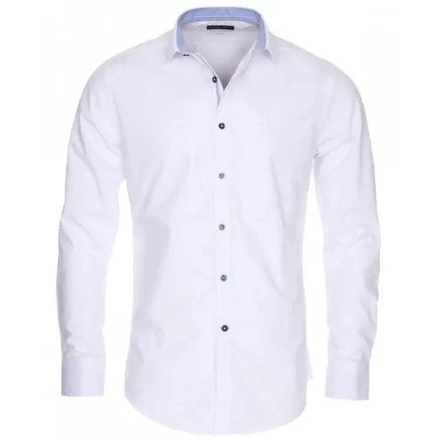 Men Plain White Cotton Shirt