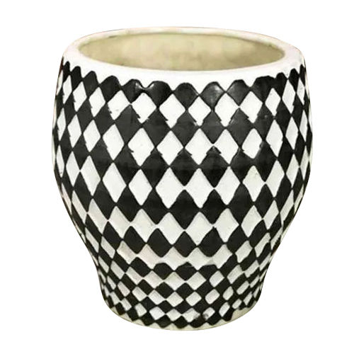 Printed Round Black And White Ceramic Pots