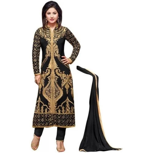 Golden Black Salwar Suit With Dupatta