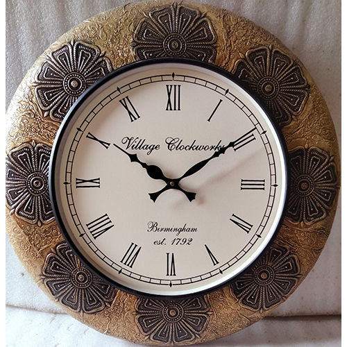 Wood Metal Wall Clock