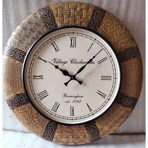 Antique Wood Metal Wall Clock Size: Customized