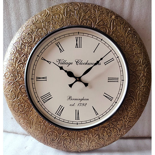 Antique Wood Metal Wall Clock Size: Customized