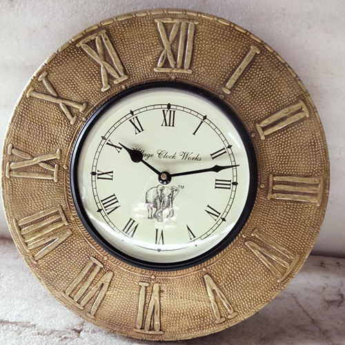 Antique Wood Metal Wall Clock Size: Customized