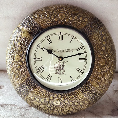 Antique Wood Metal Wall Clock