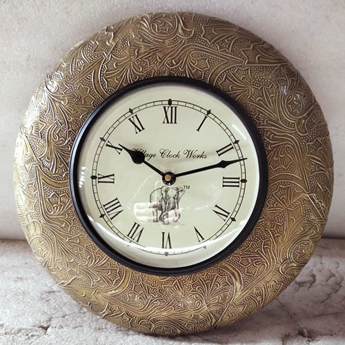 Antique Wood Metal Wall Clock Size: Customized