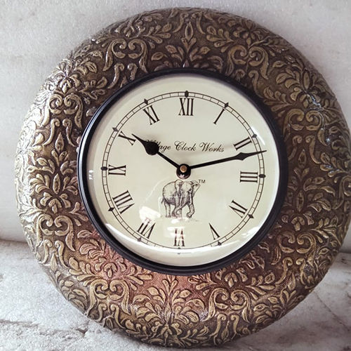 Antique Wood Metal Wall Clock