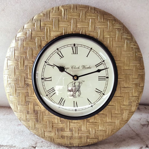 Antique Wood Metal Wall Clock Size: Customized