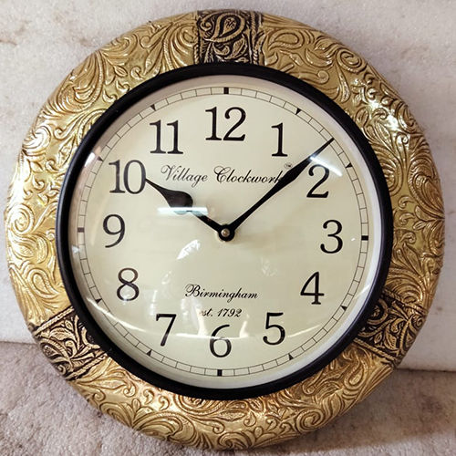 Antique Wood Metal Wall Clock Size: Customized