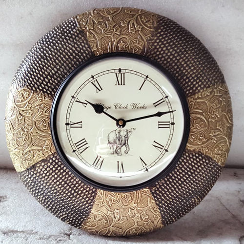 Classic Wood Metal Wall Clock Size: Customized