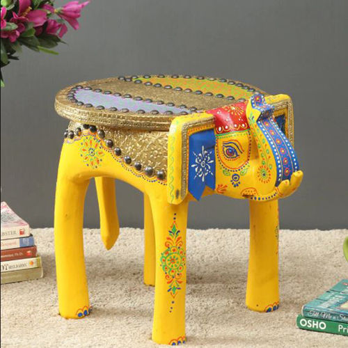 Hand Painted Brass Metal Stool