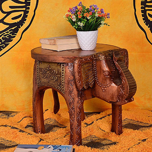 Hand Painted Elephant Designed Stool