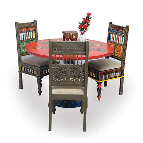 Painting Round Dinning Table Set Indoor Furniture