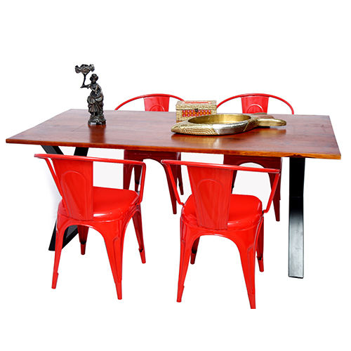 X Dinning Table With Red Chair Indoor Furniture