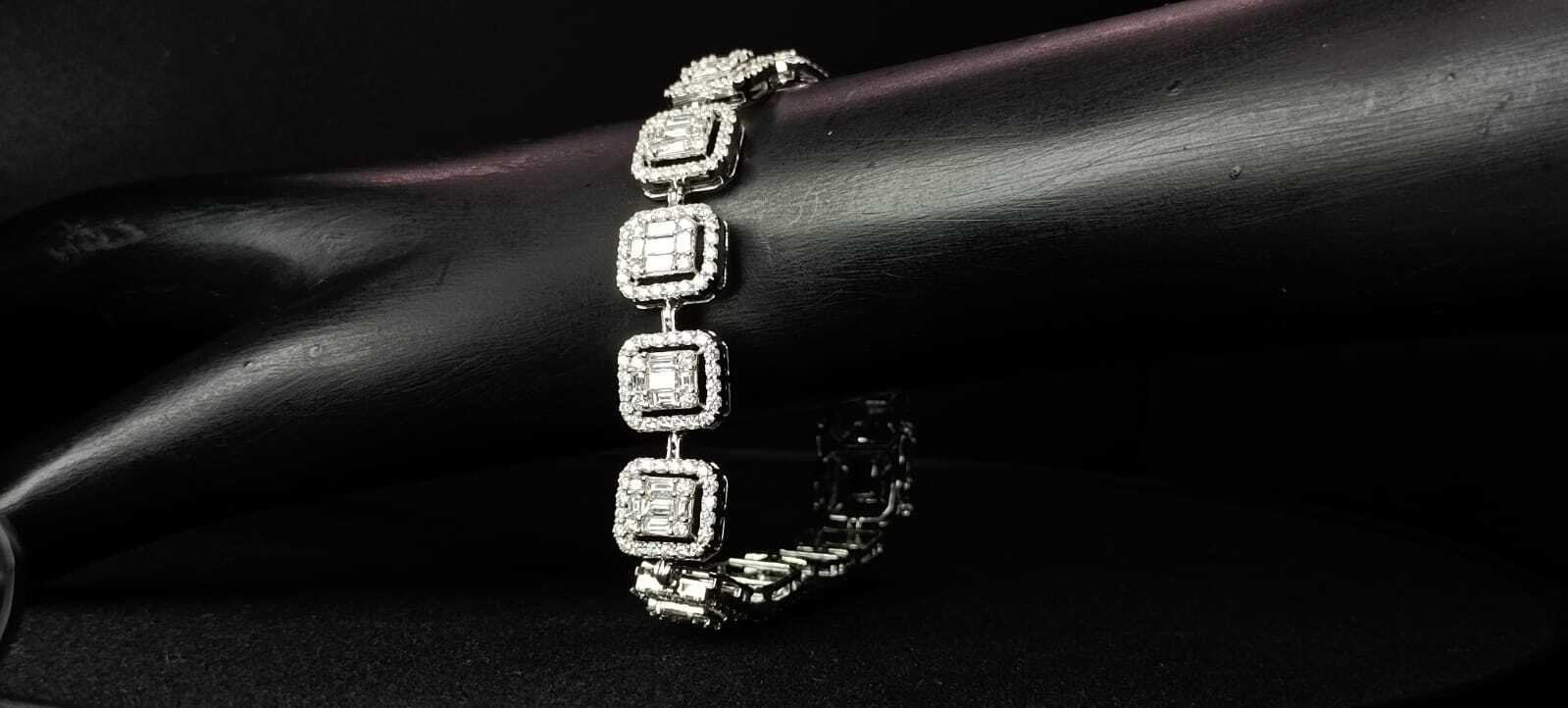 White Gold Natural Round and Bugget Diamond Bracelet
