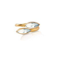 Dendritic Opal Gemstone Marquise Shape Gold Vermeil Bezel Set Ring