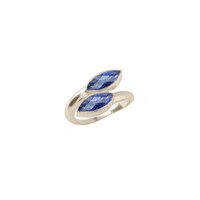 Dyed Sapphire Gemstone Marquise Shape Gold Vermeil Bezel Set Ring