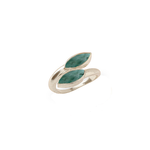 Dyed Emerald Gemstone Marquise Shape Gold Vermeil Bezel Set Ring