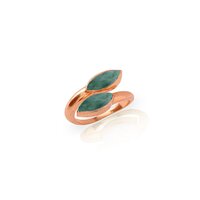 Dyed Emerald Gemstone Marquise Shape Gold Vermeil Bezel Set Ring