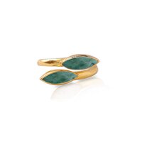 Dyed Emerald Gemstone Marquise Shape Gold Vermeil Bezel Set Ring