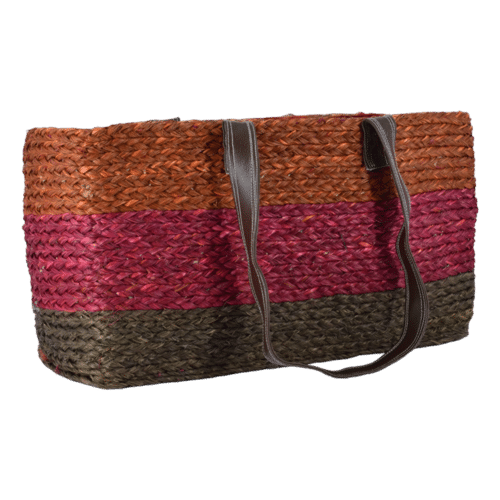 Narural Grass/ Color Dyne Sabai Grass Handicraft Storage Bag