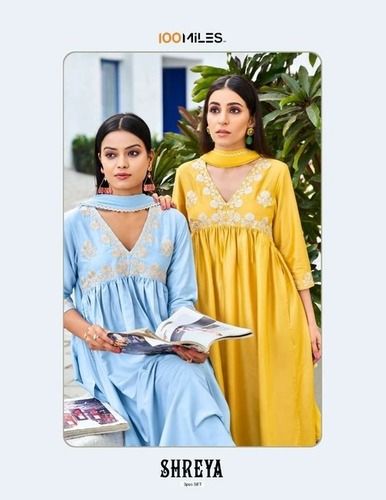 Alia Cut Embroidered Kurti By 100 Miles