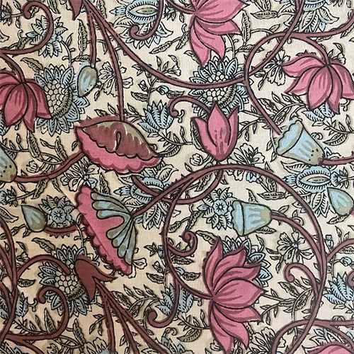 Cambric Cotton Floral Print - 100% Cotton, Cream, Light Texture | All Season Printed Fabric with Delicate Floral Design