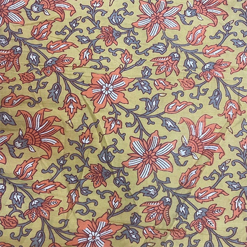Cambric Cotton - 100% Cotton, Light Texture, Yellow Printed Fabric | Perfect for All Seasons