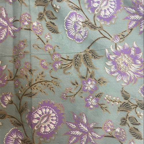 Kalam Kari Fabric - 100% Cotton, Light Texture, Sea Green | Printed Knitted Design