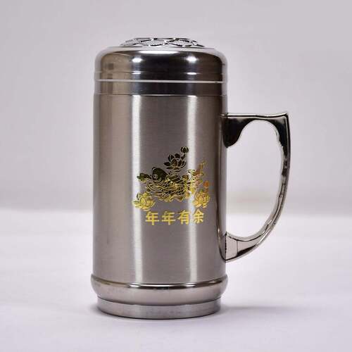 DOUBLE STAINLESS STEEL MUG BOTTLE FOR TRAVEL HOME OFFICE SCHOOL 400ML (6759)