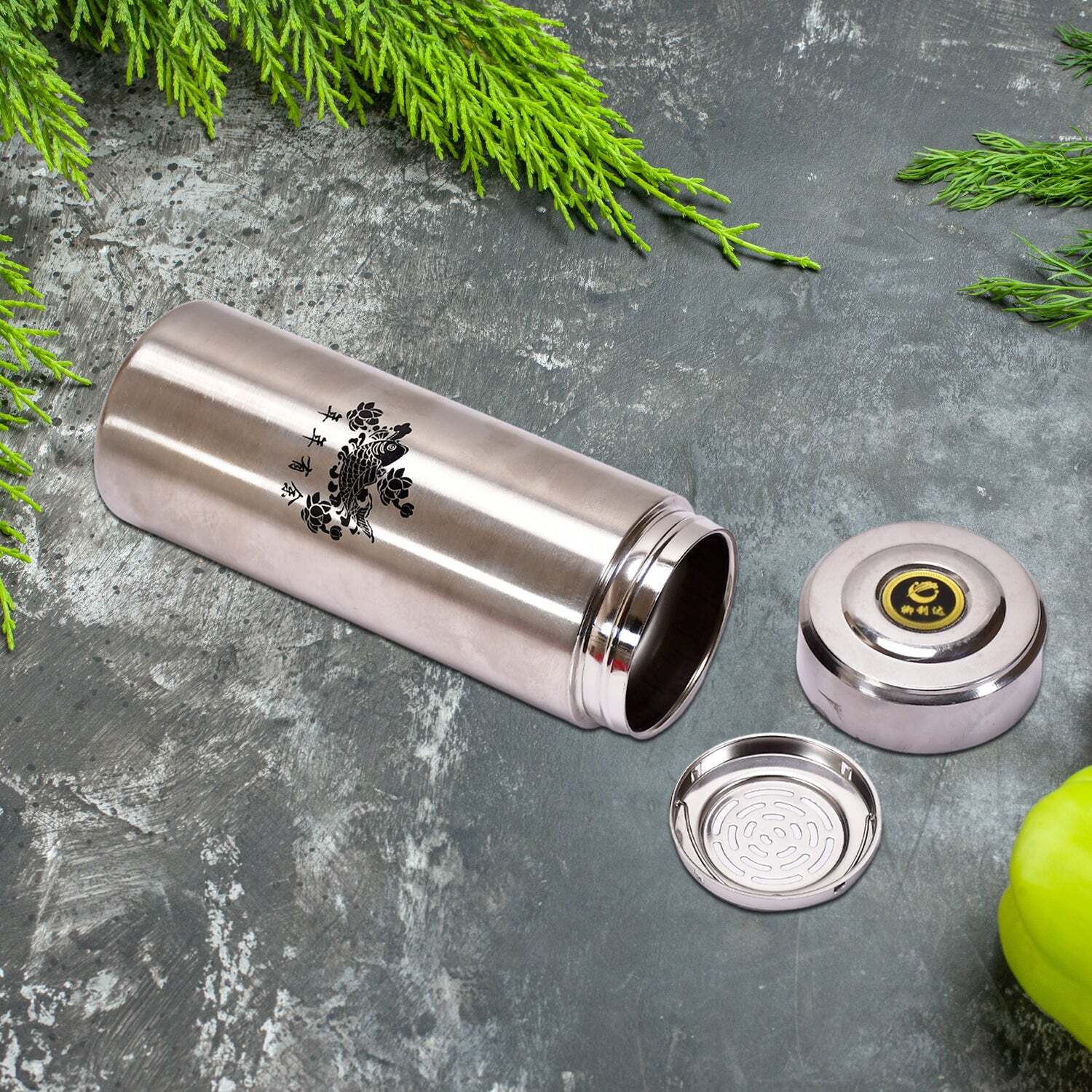 STAINLESS STEEL SIPPER WATER BOTTLE FOR HOME FRIDGE OFFICE TRAVEL GYM SPORTS SCHOOL KIDS 500ML (6764)