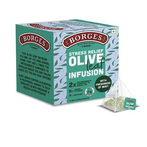 Borges Stress Relief Olive Leaf Infusion Mint Olive Leaves Mint Leaves 10 Bag 15 G