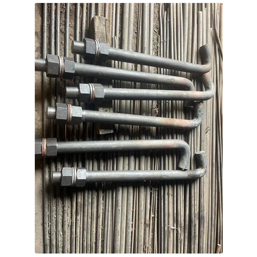 MS L SHAPED FOUNDATION BOLTS M65 - Gray, M65 Size, Grade 4.6 | Powder Coated Finish, Ideal for Industrial Use