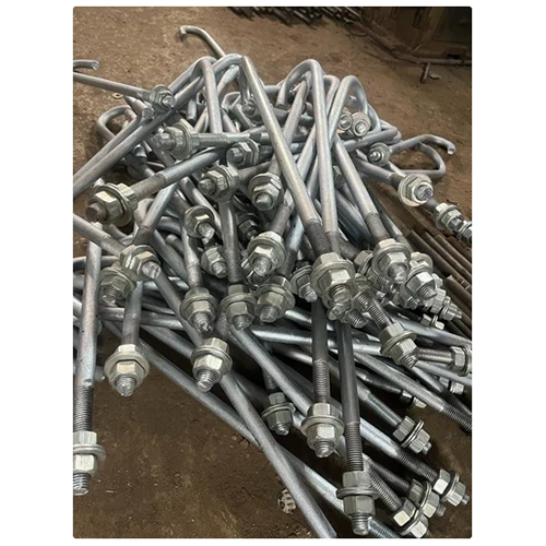 GI J Foundation Bolt - Galvanized, 12mm Size, Gray Color | Grade 4.6, Industrial Usage