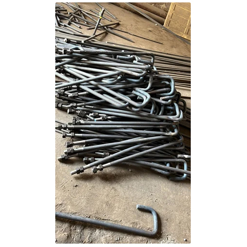 Galvanized Iron Foundation Bolt - Industrial Use, Gray Color, Galvanized Surface Treatment | Designed for Robust Foundation Applications