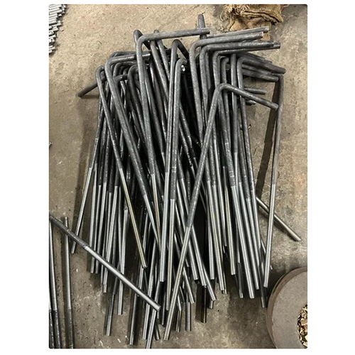 MS L Type Foundation Bolt - Galvanized Steel, 12mm to 68mm Size Range, Gray Finish | Industrial Usage, Ideal for Construction